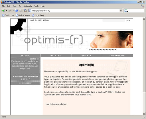 ScreenShot du site Internet http://optimisr.free.fr