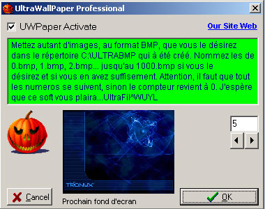 ScreenShot du logiciel UltraWallPaper développé par ultrafil. http://ultrafil.fr.st