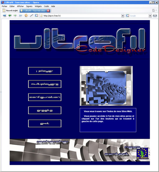 Page d'indexation des mes sites perso.